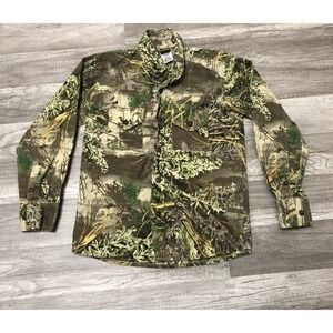 VTG Ranger Button-Up Shirt Boys L Green Camouflage Long Sleeve Collared Cotton